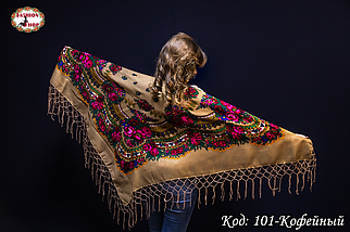Українська хустка кавова з парчкою Вишенька, фото 4