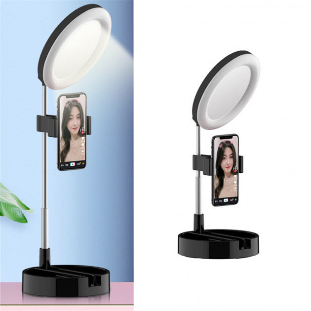 УЦІНКА! Кільцева LED лампа Live Makeup G3 16 см складна настільна з тримачем телефона та дзеркалом