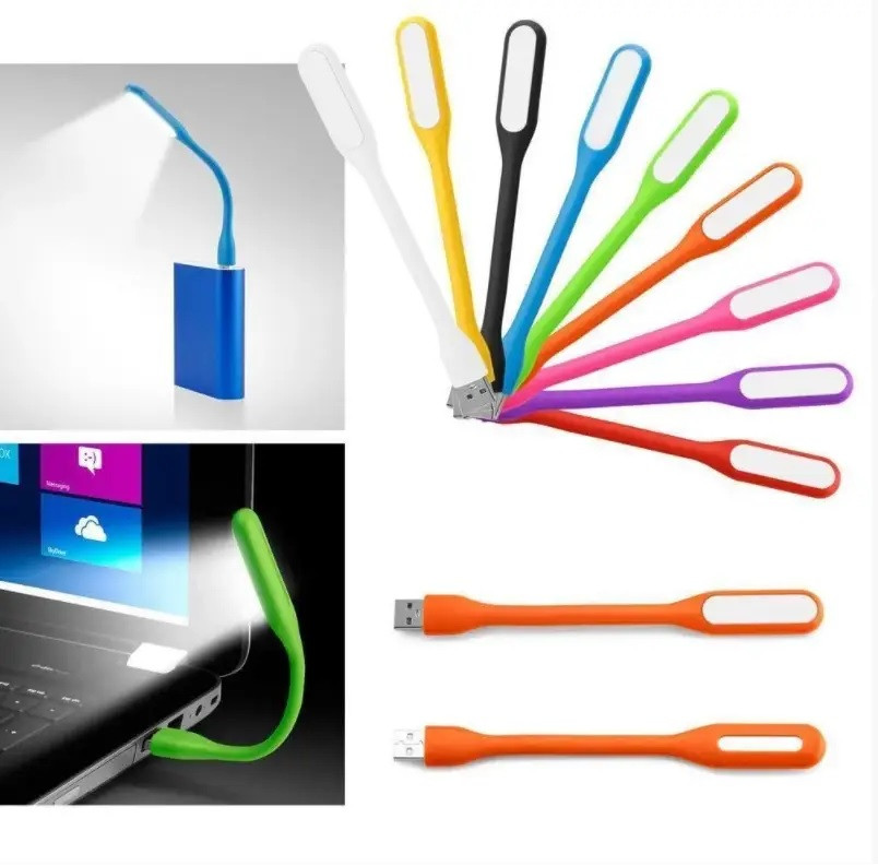 Міні ліхтарик, гнучка мінілампа LED USB ліхтарик, ліхтарик світлодіодний для ноутбука, повербанка 3W (6 світлодіодів)