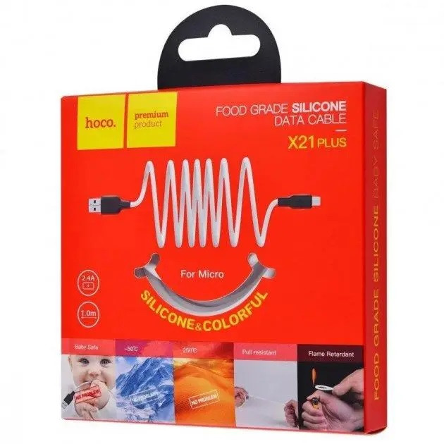 USB Кабель Micro USB HOCO X21 Plus "Silicone" 1М