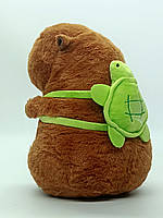 М'яка іграшка Shantou «Капібара» (23 см) коричнева, з рюкзачком черепашка 98766-97, фото 2