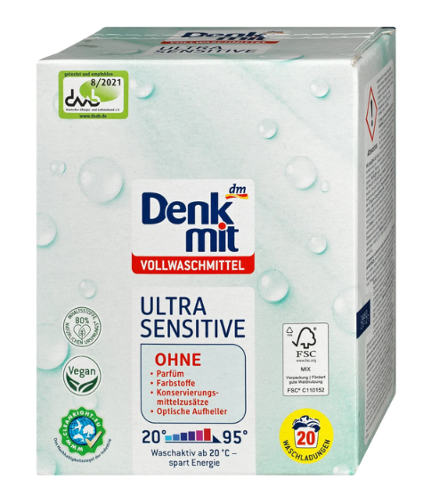 Порошок для прання білої білизни DenkMit Ultra Sensitive1.35 кг 4066447328820