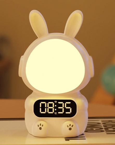 Нічник годинник будильник з таймером Кролик Rabbit clock для дітей на акумуляторі