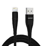 Кабель зарядки Denmen D45L  2.4A 1M Lightning to USB Чорний
