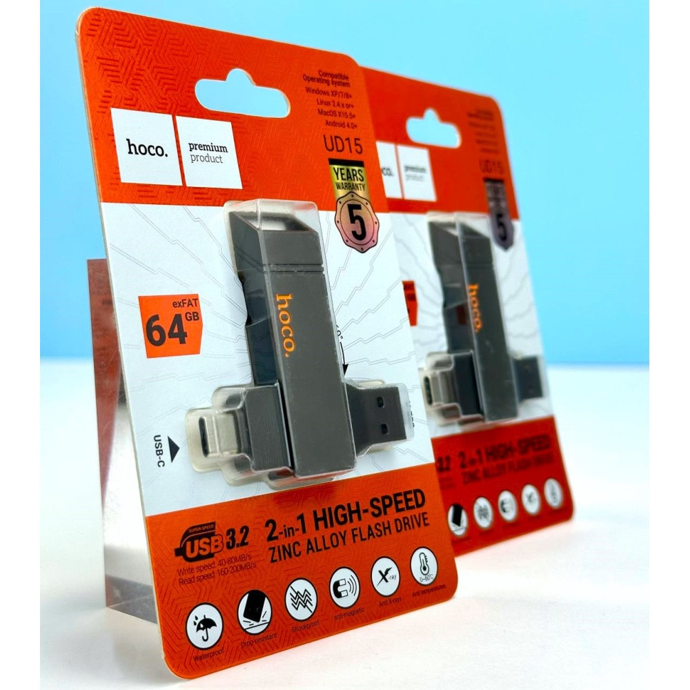 USB флешка Hoco 2в1 UD15 64GB USB3.2 Type-C Clever