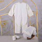 Чоловічок для хрещення "Елеганс" довгий рукав хлопчик інтерлок зріст 62 см (1 – 3 місяці) Betis Молочний, фото 2