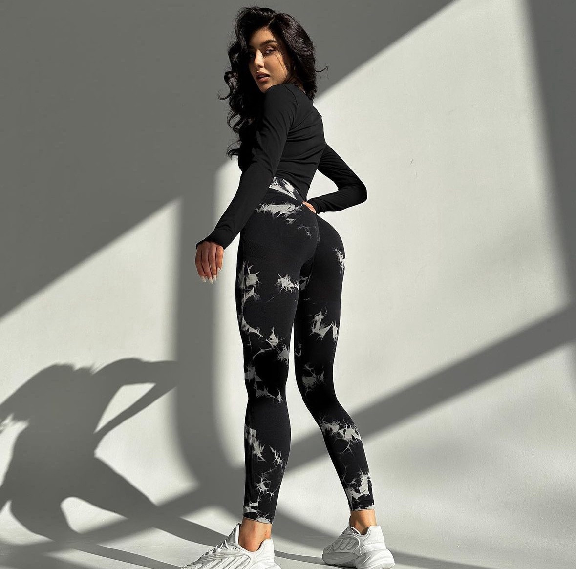 Лосини для фітнесу з ефектом пуш-ап мраморні розмір M, фото 1