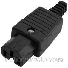 Гніздо мережеве 3pin, під шнур, мідні контакти, фото 1