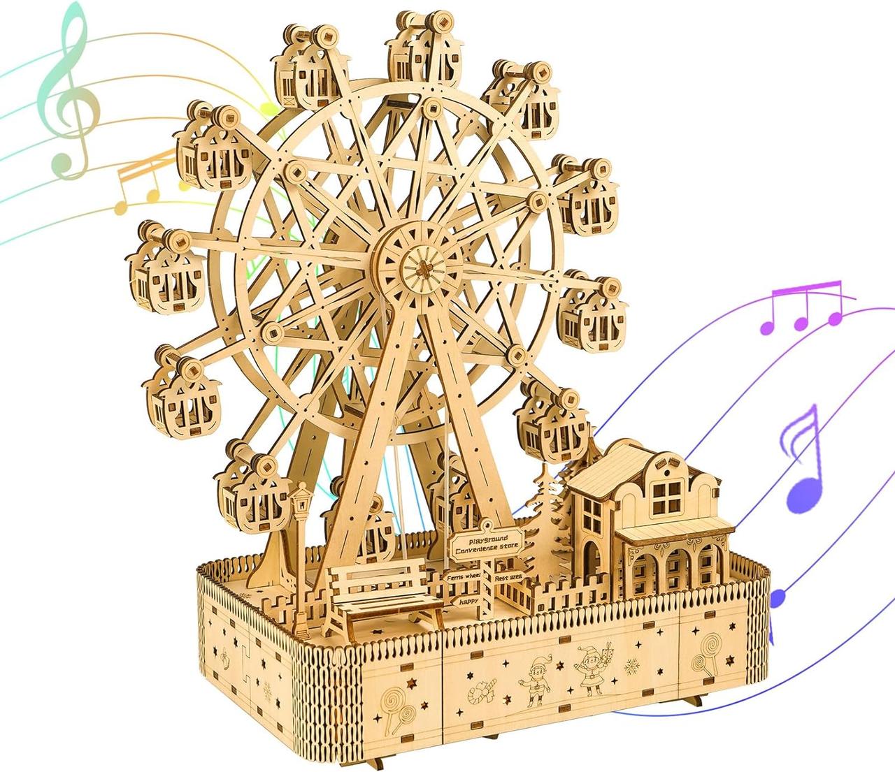 Дерев'яний пазл 3Д ROBOTIME Mechanical 3D Musical Ferris Wheel Музичне Колесо LG911