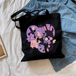 Еко сумка шоппер аніме з принтом №2 39х34 см (Чорний) - оригінал