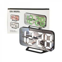 Годинник настільний електронний з будильником і термометром (дзеркальний) і двома USB для заряджання телефону - оригінал