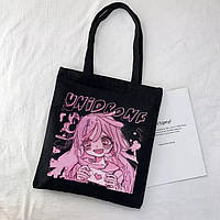 Популярний! Еко сумка шоппер аніме з принтом 39х34 см (Чорний) - Краща якість тільки на Nukleon.com.ua