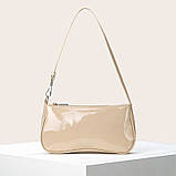 Жіноча сумка 8034 багет лакова бежева, фото 4