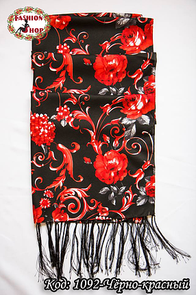 Вовняний шарф Червоні квіти, фото 2