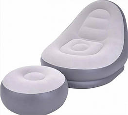 Надувне велюрове крісло з пуфиком для ніг - оригінал