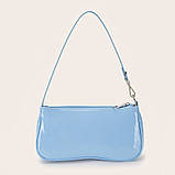 Жіноча сумка 8034 багет лакова блакитна, фото 4