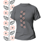 Футболка жіноча унісекс Stedman з принтом ВИШИВКА ГІЛКА КВІТІВ рожева XS сіра, фото 2