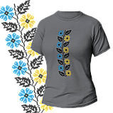 Футболка жіноча унісекс Stedman з принтом ВИШИВКА ГІЛКА КВІТІВ ЖОВТО-СИНЯ сіра, фото 2