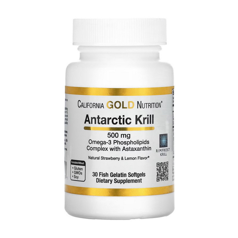 California Gold Nutrition Antarctic Krill 500 mg 30 fish gelatin softgels, фото 1