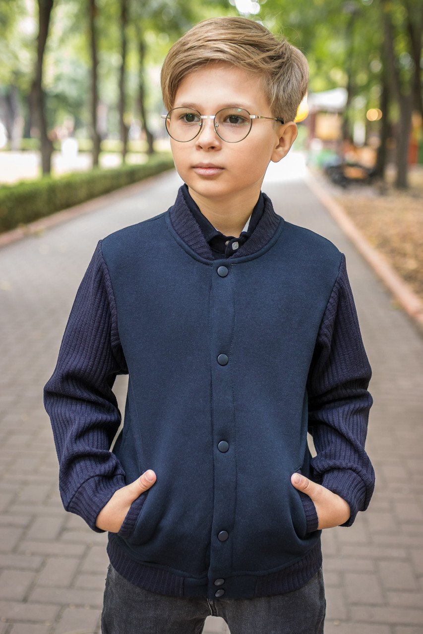 Бомбер теплий Blueland для хлопчика 6-9 років арт.1519, Розмір дитячого одягу (по зросту) 122, Колір Синій, фото 1