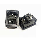 Штекер (вилка) мережевий 3pin з перемикачем, монтажний