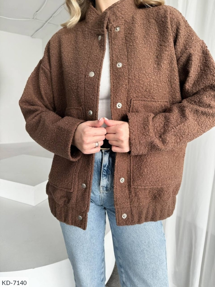 Куртка-бомбер жіноча стильна повсякденна модна зручна букле баранчик на кнопках розміри 42-48 арт 1586