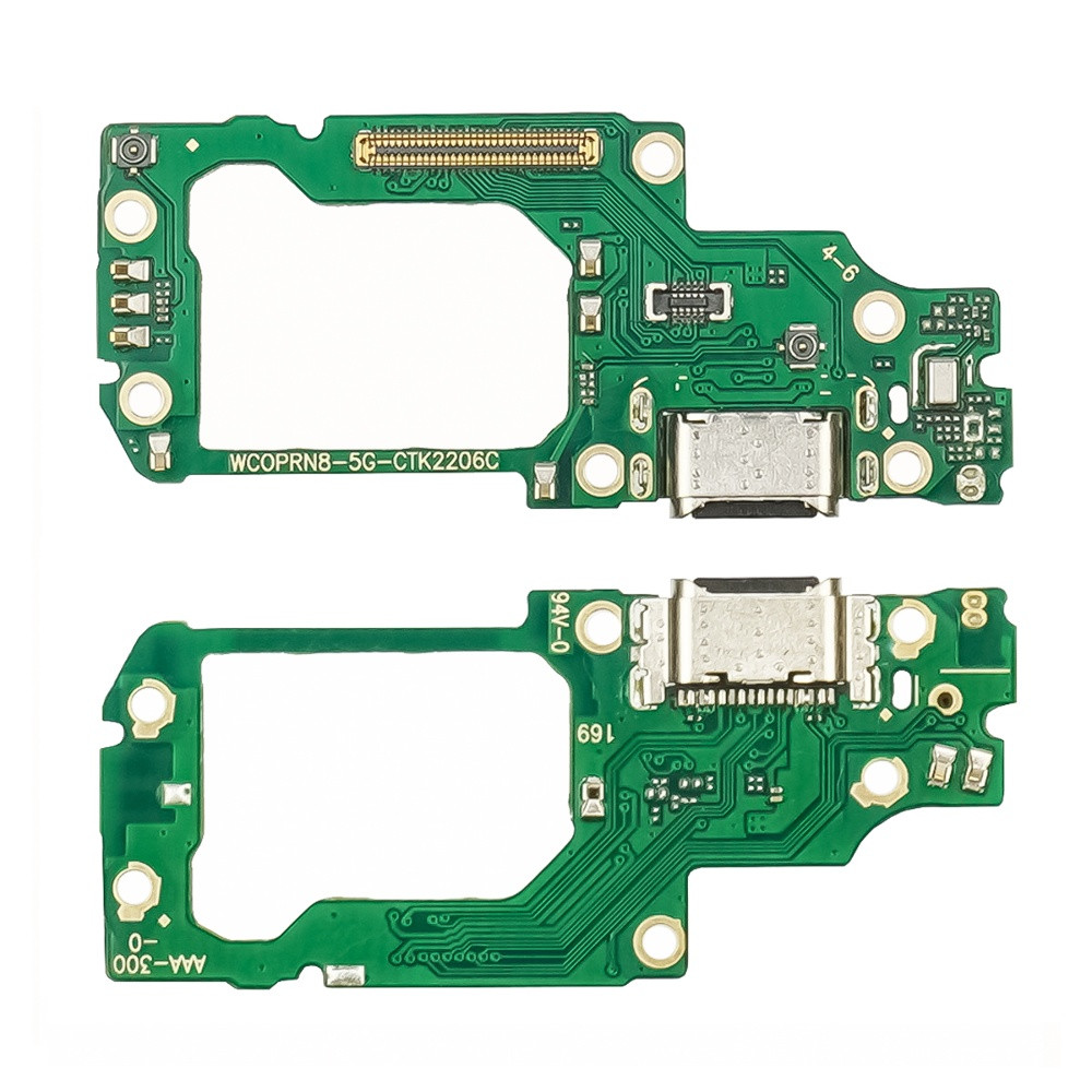 DR Роз'єм зарядки для Oppo Reno 8 (5G) на платі з мікрофоном і компонентами, фото 1