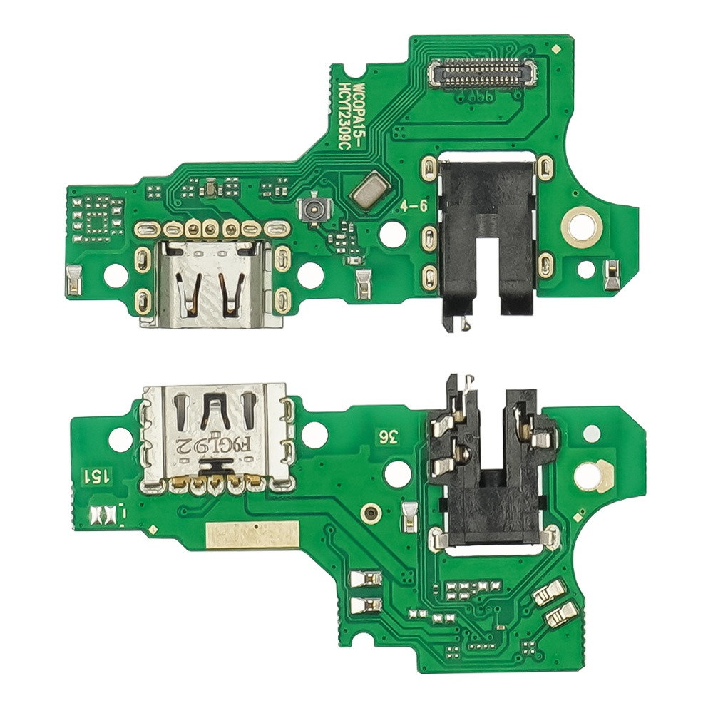 DR Роз'єм зарядки для Oppo A15/A15s на платі з мікрофоном і компонентами, фото 1