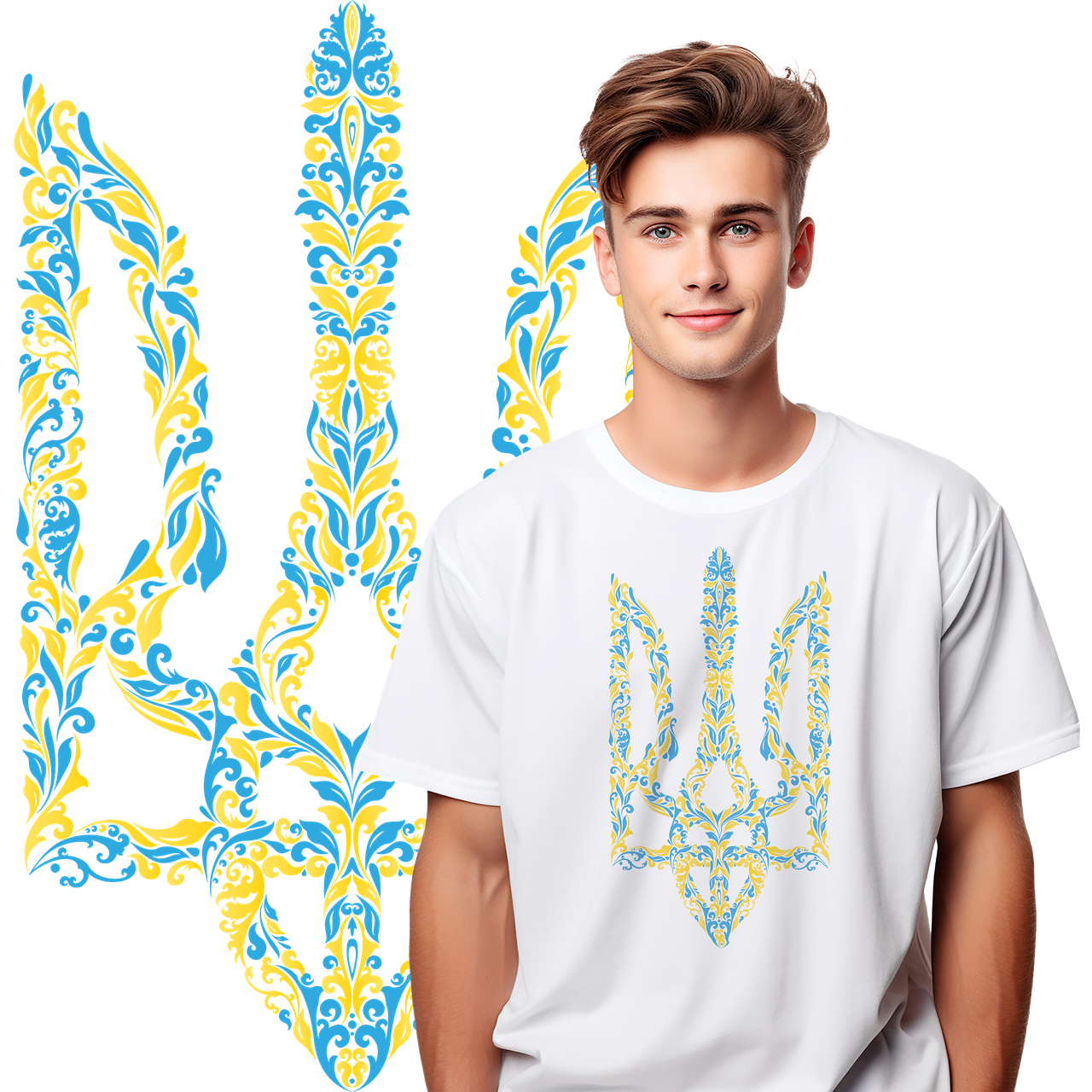 Футболка унісекс Stedman з принтом ТРИЗУБ ОРНАМЕНТ XS біла, фото 1