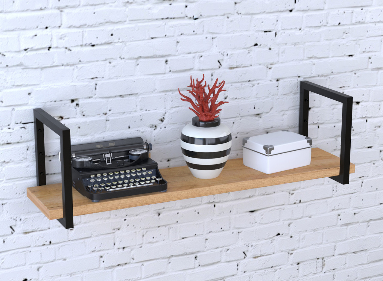 Полиця PL-1-36 Loft Design  Дуб Крафт золотой 112 см Черный, фото 1