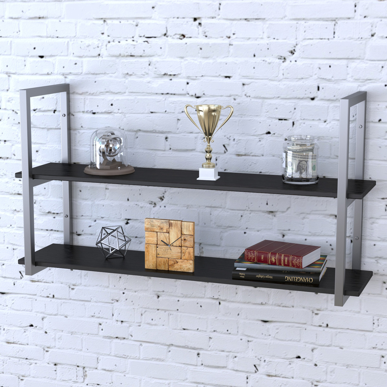 Полиця PL-2-18 Loft Design Венге Луїзіана 112 см Сріблястий