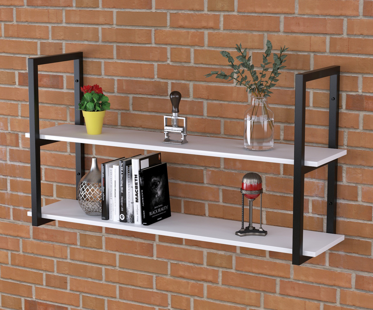 Полиця PL-2-18 Loft Design Білий 112 см Чорний