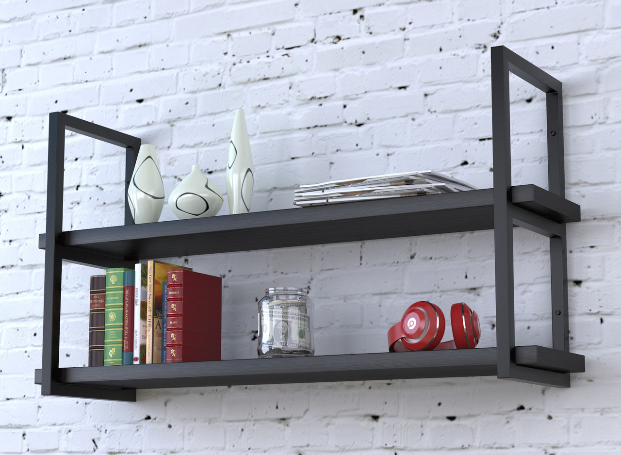 Полиця PL-2-36 Loft Design Венге Луїзіана 112 см Чорний