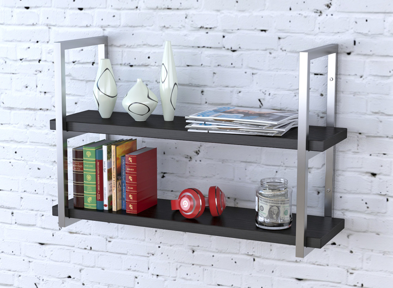 Полиця PL-2-36 Loft Design Венге Луїзіана 92 см Сріблястий