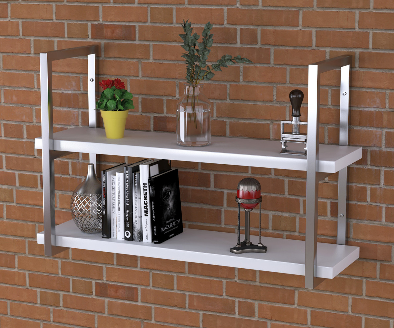 Полиця PL-2-36 Loft Design Білий 92 см Сріблястий