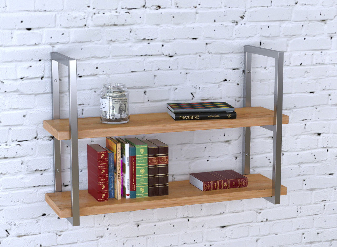 Полиця PL-2-36 Loft Design Дуб Крафт золотий 92 см Сріблястий