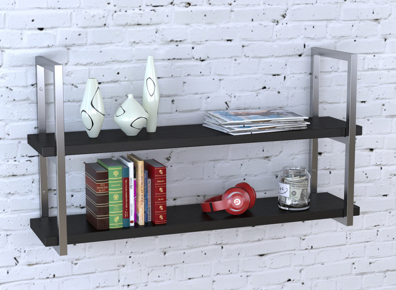 Полиця PL-2-36 Loft Design Венге Луїзіана 112 см Сріблястий