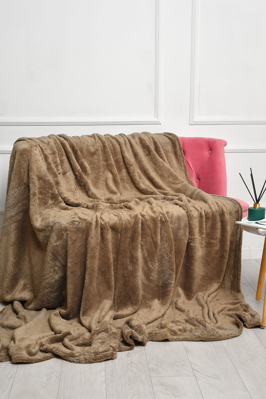 Плед однотонний коричневого кольору розмір 220*240 186571P, фото 1