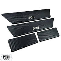 Накладки на пороги Peugeot 308 хітчбек/універсал з 2014 р. (Carbon)