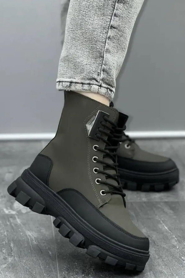 Черевики жіночі зимові на хурті темно-зеленого кольору р.36 187105T Безкоштовна доставка, фото 1