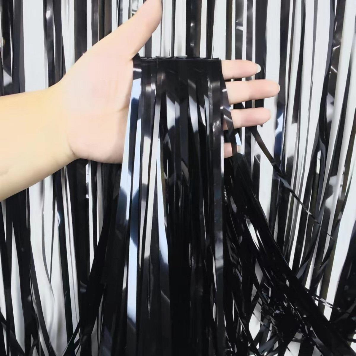 Шторка-дощик із фольги для фотозони, для декорування зали, Чорна