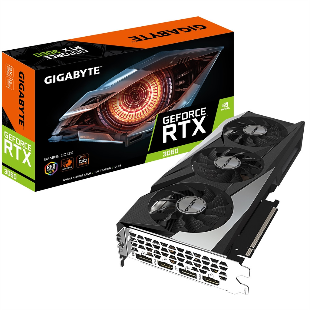 Відеокарта GF RTX 3060 12GB GDDR6 Gaming OC Gigabyte (GV-N3060GAMING OC-12GD 2.0) (LHR), фото 1