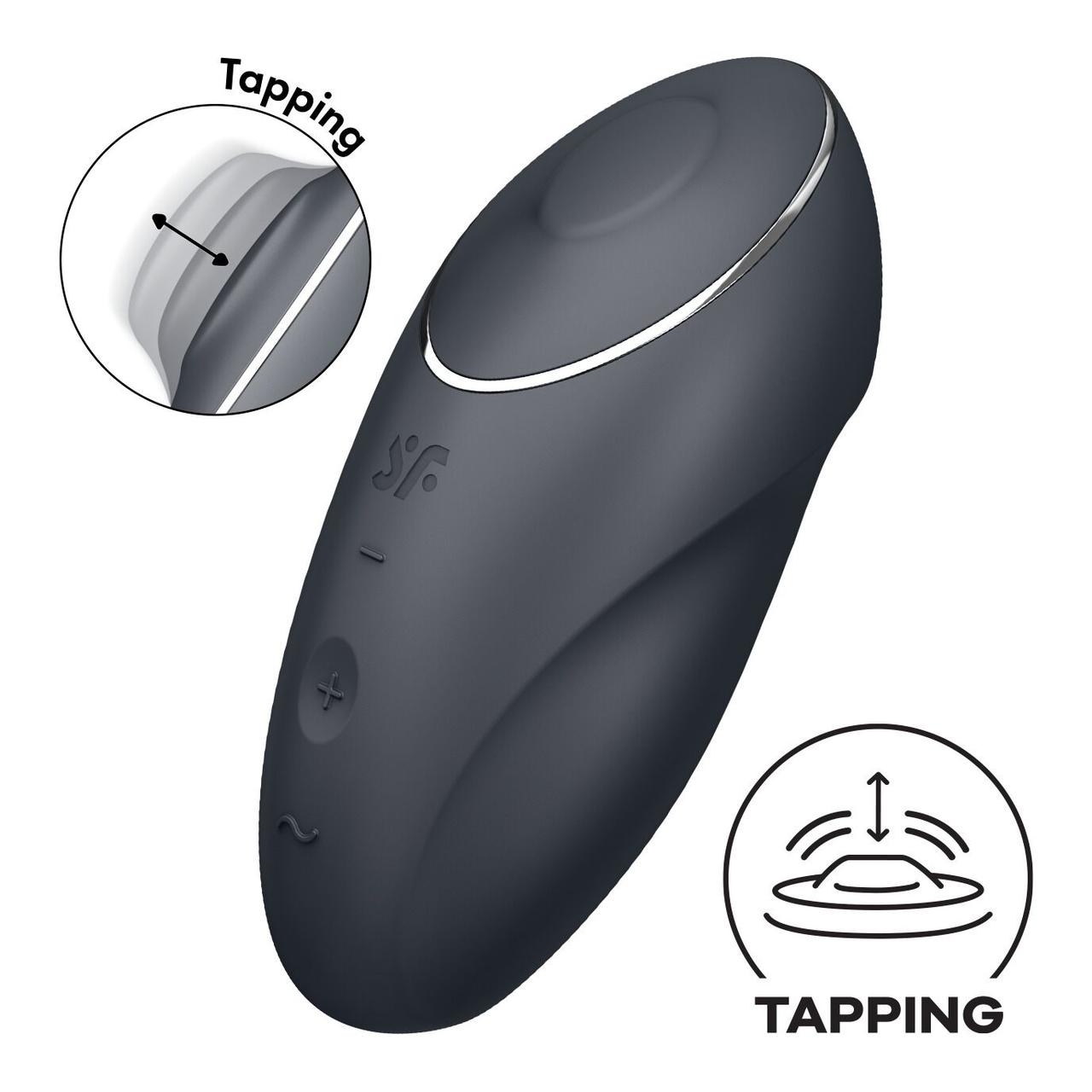 Вібростимулятор-пульсатор Satisfyer Tap & Climax 1 Grey, ефект постукування пальцем, 2 мотори, фото 1