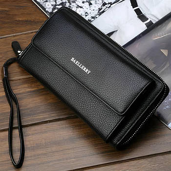 Портмоне чоловіче (20×10×4см) Baellery Ruged, Чорний / Чоловічий гаманець / Клатч чоловічий / Гаманець-клатч