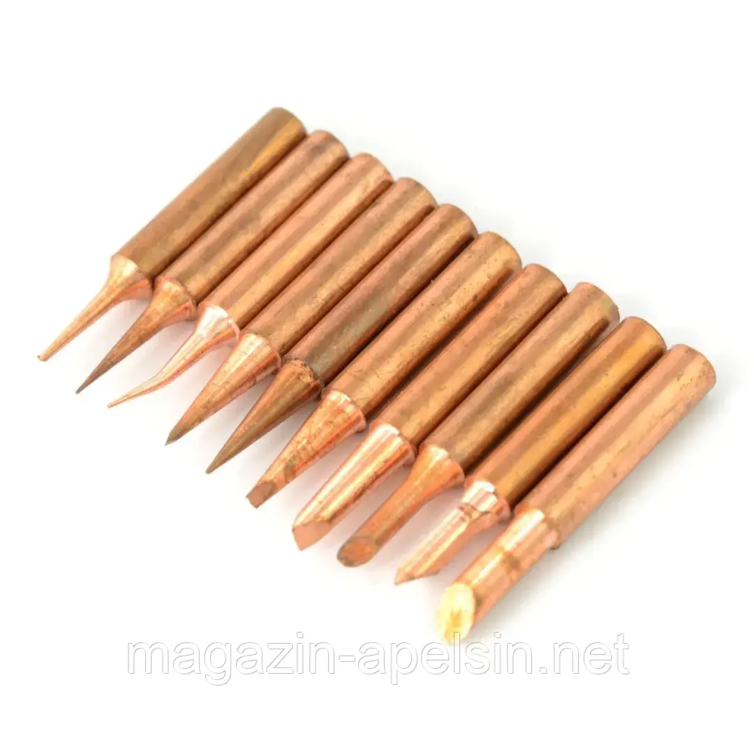 Набір мідних наконечників для паяльних станцій - мідна серія, тип 900М - 10 шт.