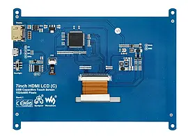 Ємнісний IPS LCD сенсорний екран 7 &#039;&#039; C 1024x600px HDMI + USB Rev 4.1 для Raspberry Pi чорно-білий чохол -...