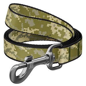 Повідець для собак нейлоновий WAUDOG Nylon, малюнок "Мілітарі", S, Ш 15 мм, Дов 122 см