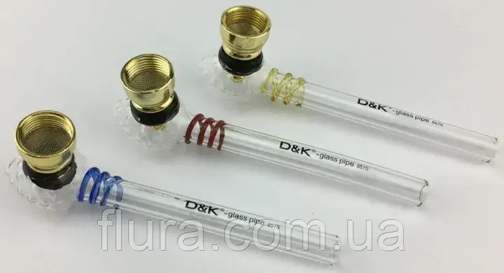 Скляна трубка вапорайзер D&K glass pipe полуниця 12см + сітки DK-8575 / Трубка зі скла, фото 1