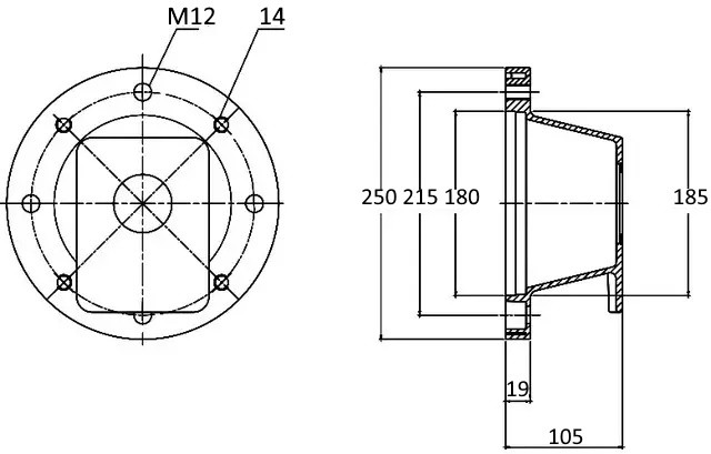 розміри перехідника LMC250MFS1004S