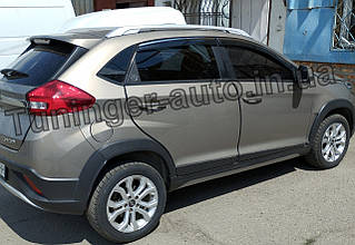 Дефлектори вікон (вітровики) з хром молдингом Chery Tiggo 2 2017- (Uncle/Тайван)